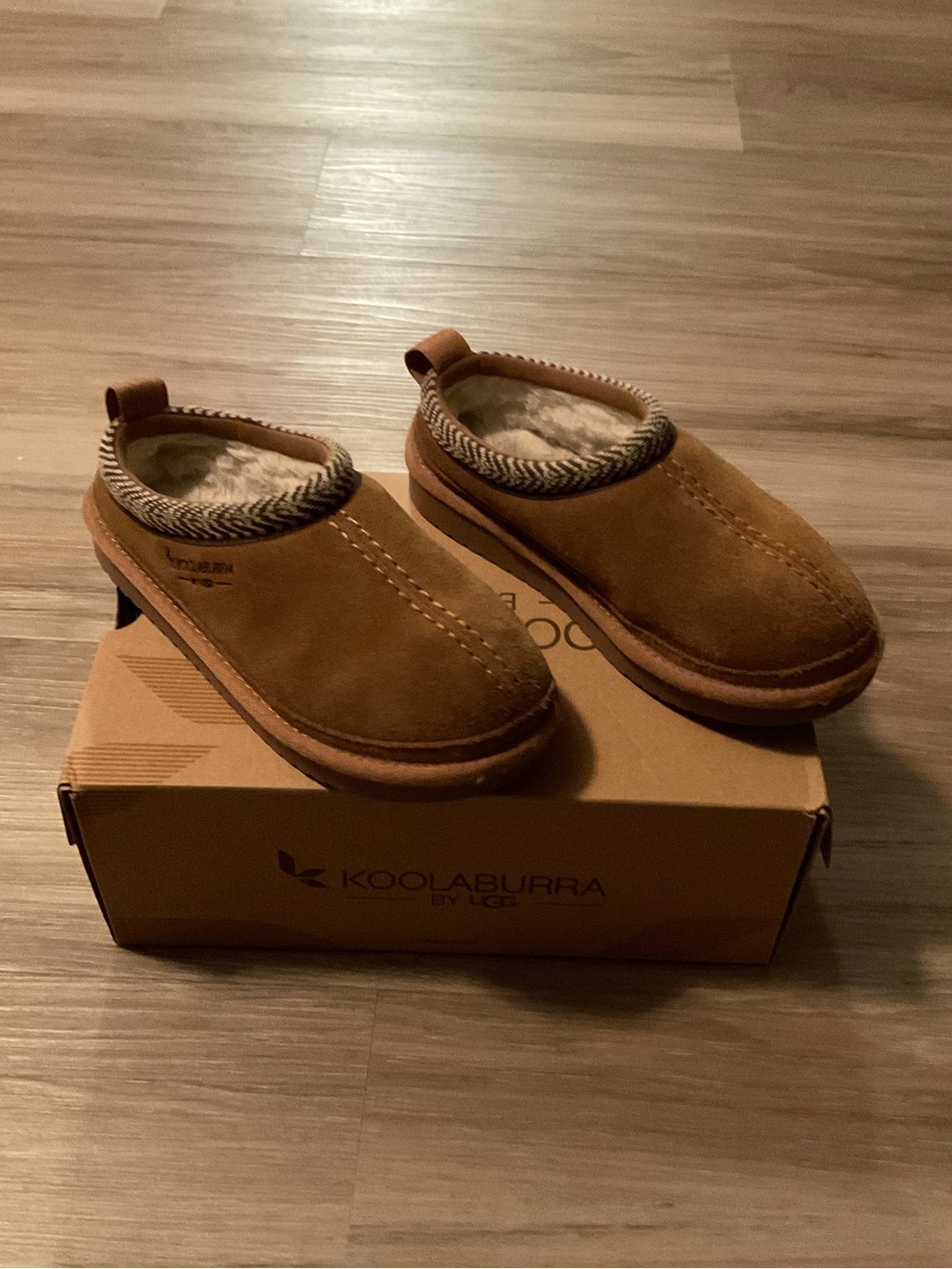 Koolabura by Ugg |  Kids Brown Shearling-Lined Slip-On Slippers